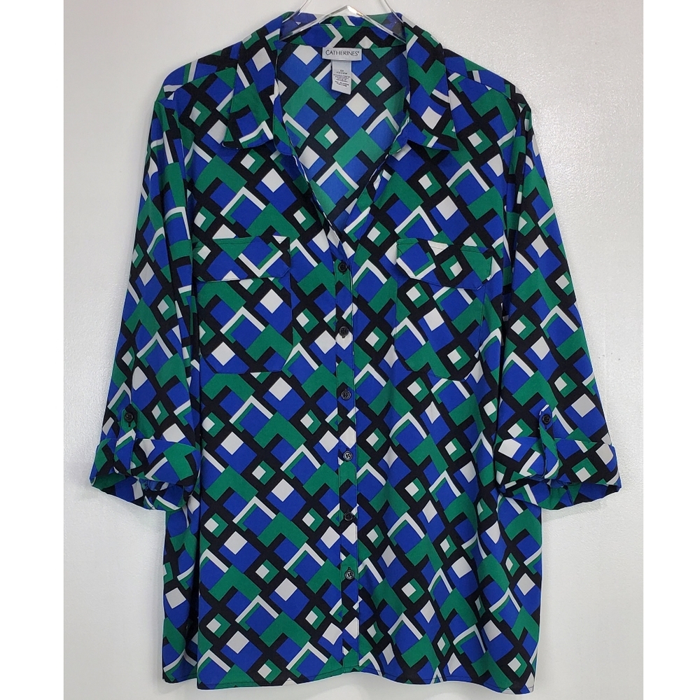 Catherines 2x 22/24w Bundle 2 Button Front Blouse… - image 2